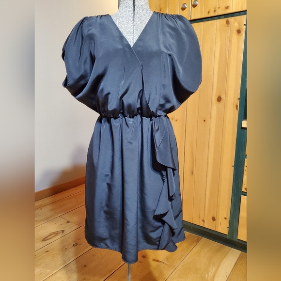 H&M little black dress ruffle silky dress - Picture 3 of 9